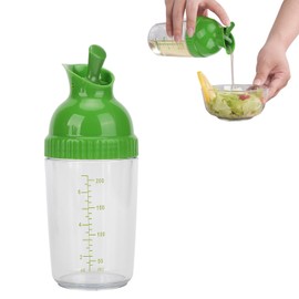 Dressing Shaker 200 ml Homemade Salad Dressing Shaker, ABS Plastic Leak-Proof Salad Dressing Measuring Cup Shaker Cup for Mixing Oil, Vinegar, Sauce (Green)