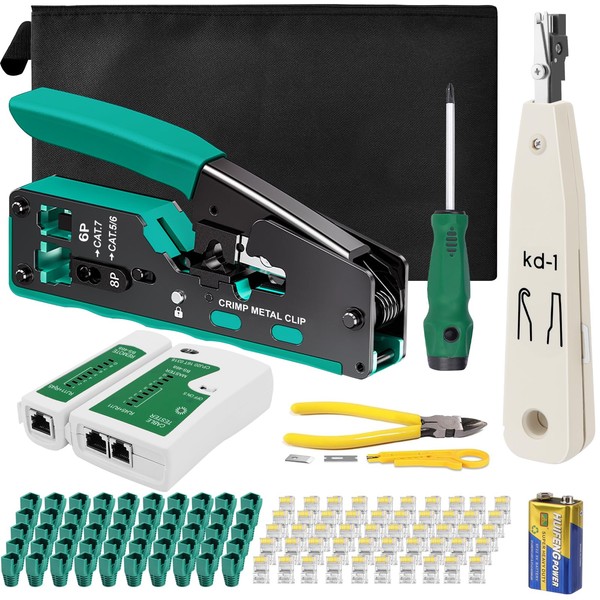 ATPWONZ 119 PCS RJ45 Crimp Tool Kit, Ethernet Crimper, 3
