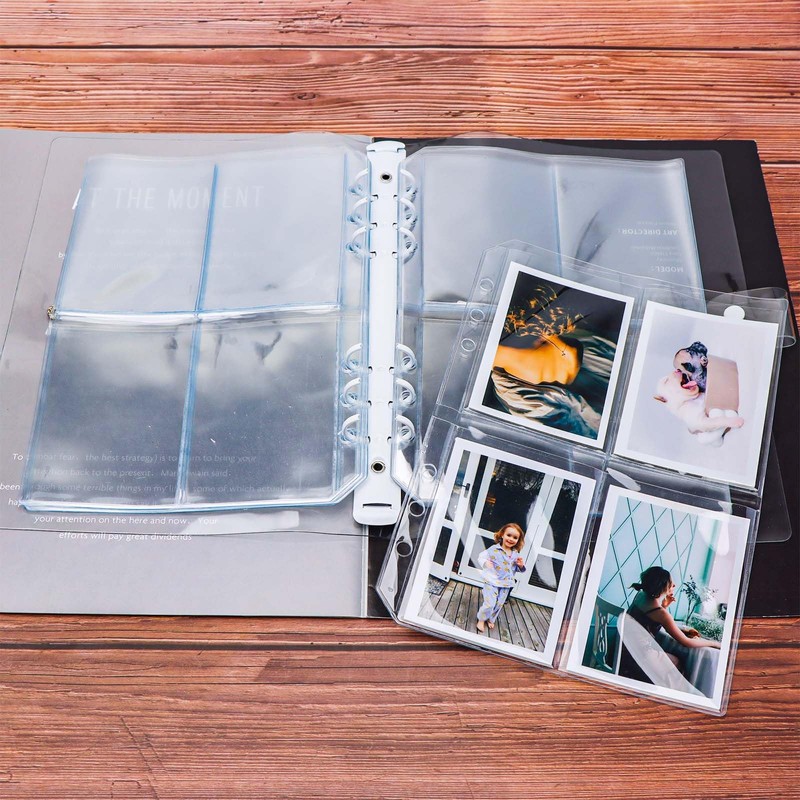 XiowDow 12pcs A5 Binder Pockets Clear PVC Card Holder Top