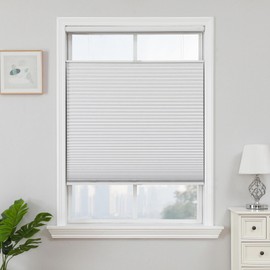 Joydeco No Tools No Drill Blinds for Indoor Windows, Cordless Window Blinds Cellular Shades Top Down Bottom Up Blackout Honeycomb Blinds Thermal Insulated Noise Reduction (White, 35" W x 64" H)