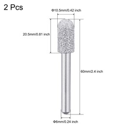 sourcing map Pack of 2 Sanders 60 Grit 10.5 mm Soldered Round Head 6 mm Shaft