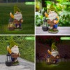 Olekki Garden Gnomes Outdoor - Flocked Gnome Statue Holding Lantern