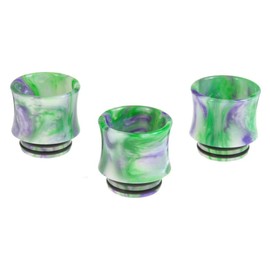Armerah Marbled Curve 810 Drip Tip eCig Mouthpiece Short/Extra-Wide Epoxy Resin 3 Pack White-Green
