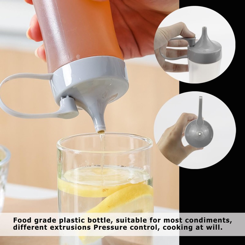 DOERDO 3Pcs Silicone Squeeze Bottles with Lid for Sauce Condiment