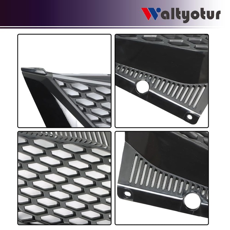 waltyotur Front Upper Grille Grill Black Honeycomb Replacement for Toyota