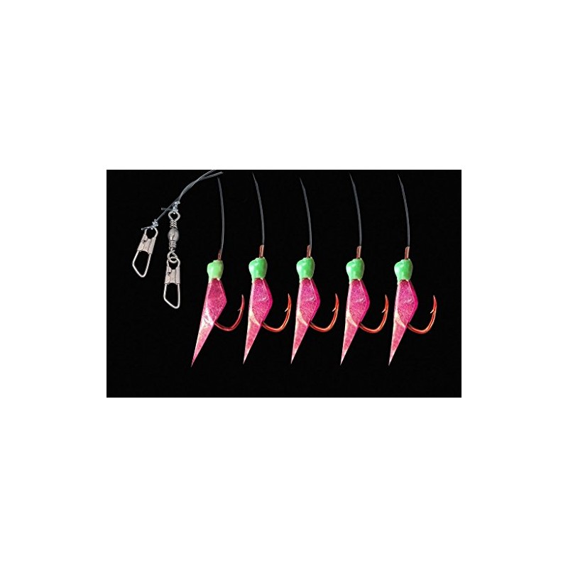 Leader/with Luminous Dots – Genuine Fish Skin Red, Hook Size