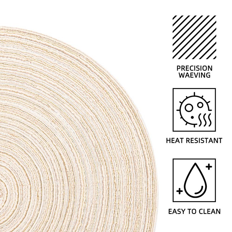 Ryncoco Round Placemats Cotton Heat Resistant Braided Placemats Washable 14