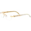 HEPIDEM 100% Really Buffalo Horn Handmade Glasses Frame Square Rimless