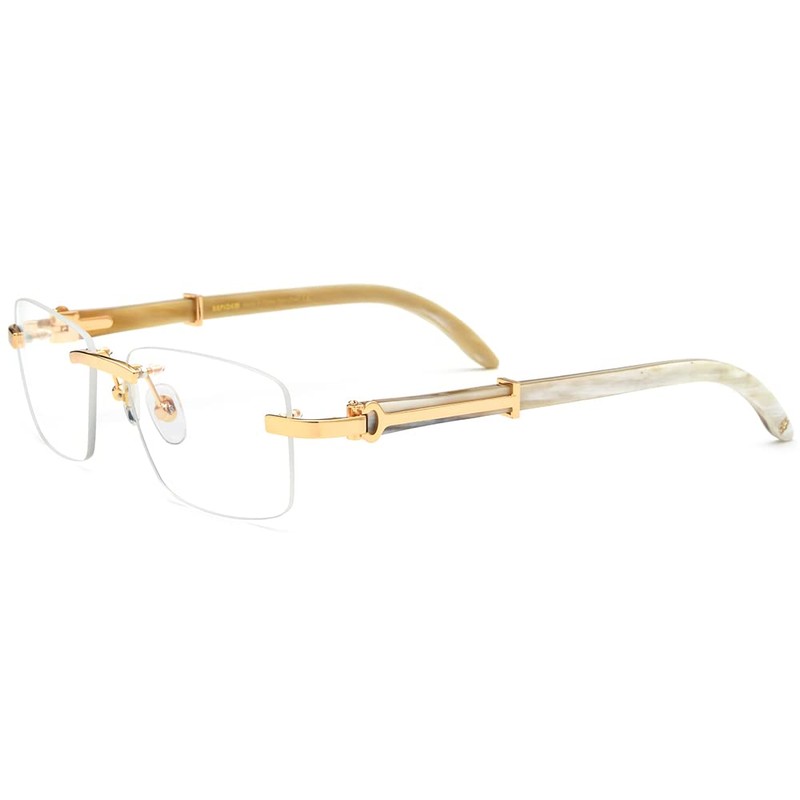 HEPIDEM 100% Really Buffalo Horn Handmade Glasses Frame Square Rimless