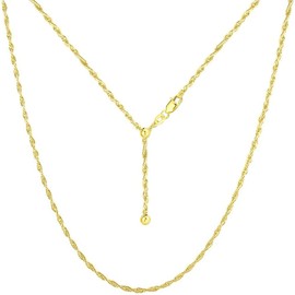 Savlano 925 Sterling Silver Solid 1.4MM Rope Adjustable Bolo 14-24 Inch Chain Necklace For Women - Made in Italy Comes With a Gift Box (Yellow)