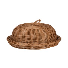 e-wicker24 Alles aus Weide Natural Wicker Bread Bin with Lid Retro Wicker Bread Basket for Table Natural Bread Fruit Basket Display Tray Vintage Bread Bin Decorative Tray with Lid