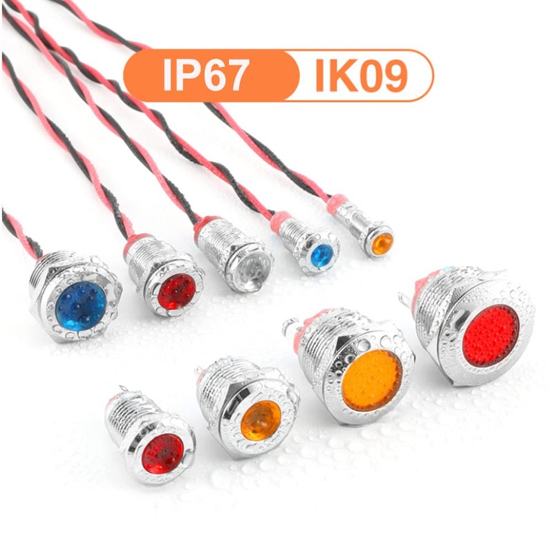 Kiligen 5pcs 12mm 110V-220VAC LED Waterproof Indicator Light Pilot Light