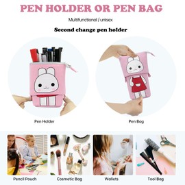 LJCZKA Pencil Case Telescopic Cute Cartoon Pencil Case Zipper 2 in 1 Pencil Holder for Boys/Adult/Kids, pink, pencil case