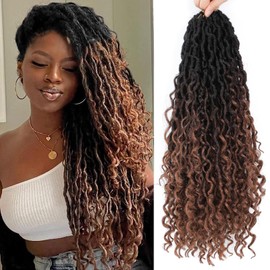 BLUONASI Goddess Locs Hair Hooks 18 Inch for Black Women River Locs with Curly Ends (1B/4/30#, 22 Inch, 6 Pack)
