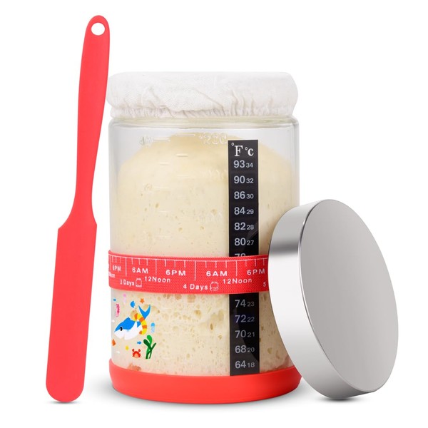 40oz Large Sourdough Starter Jar Glass Kit Wide Mouth with