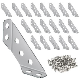 UBANU Universal Furniture Corner Brace Connector with Screws, 6 Pack Stainless Steel Angle Corner Triangle Support Brackets for Wood Frame, Shelf, Chair, Cabinet