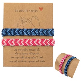 2Pcs Heart Friendship Bracelets, Perfect for Women, Girls, Couples, and Families, Ideal for Valentine's Day and Long, Distance Best Friends(Pink,Blue).