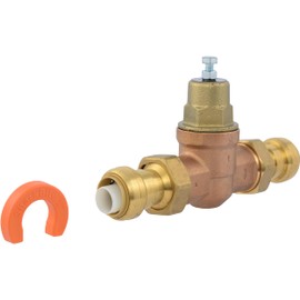Cash Acme EB45 Pressure Regulating Valve with Disconnect Clip, Double Union, 1 Inch Push to Connect, Metal Top, 60 PSI, Compatible with SharkBite, PVA20M-DUSB-60