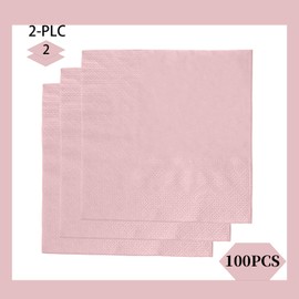 Pink Napkin 100Pieces 2-ply Disposable Cocktail Napkins Beverage Napkins Dessert Napkins Paper Napkins for Wedding Birthday Party Paper Dinner Napkins Suitable for Party Supplies