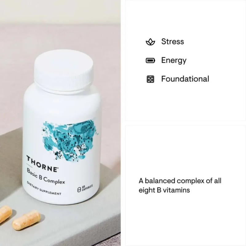 Thorne Basic B Complex 60 Cápsulas Sin Sabor Complejo Vitaminas