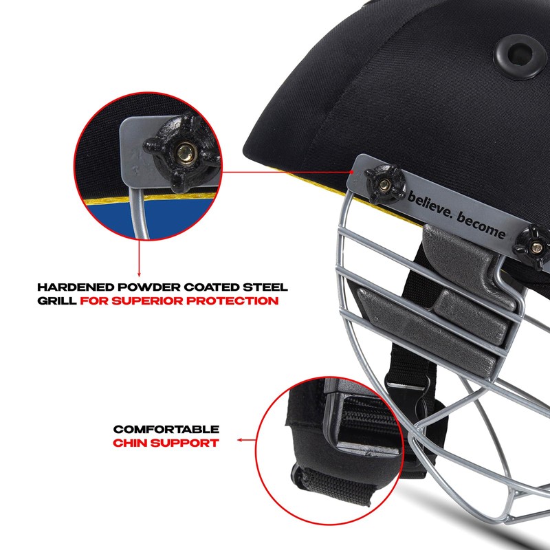 SG Blazetech Cricket Helmet | Black | Medium | Polypropylene,