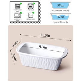 NUTRIUPS 9 x 6 inch Loaf Pan, Rectangular Ceramic Bread Loaf Pan for Baking, Porcelain Nonstick Baking Bread Loaf Pan, Bread Baking Pan White