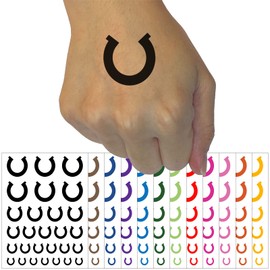 Horseshoe Lucky Solid Temporary Tattoo Water Resistant Fake Body Art Set Collection - Purple (One Sheet)