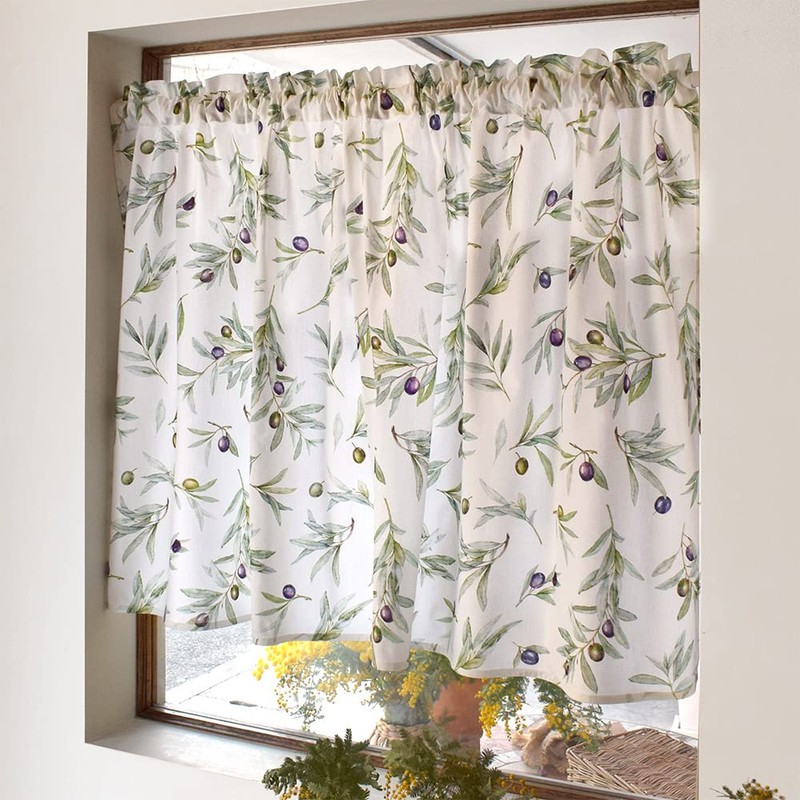 W3901910 Cafe Curtain, 100% Cotton, For Small Windows, Stylish, Blindfold,