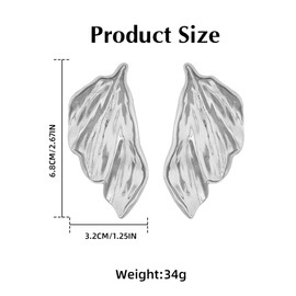 TTPSRY Women's Earrings Leaf Irregular Earrings Designed for Everyday and Evening Use Perfect Gift Choice, Alloy Steel, No Gemstone
