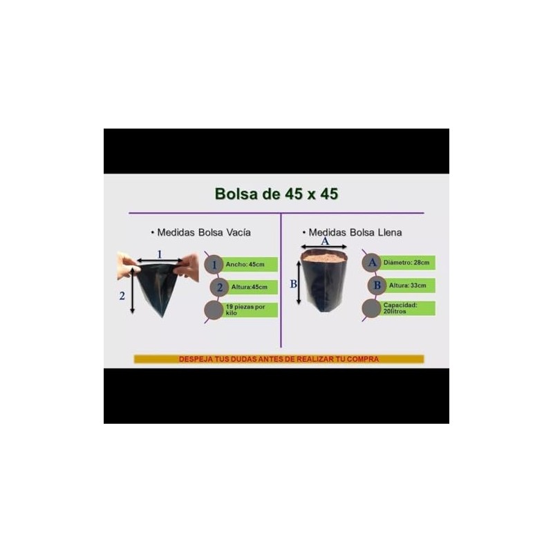 Genérico Bolsas (45x45) Bolsas de vivero 14 pzs