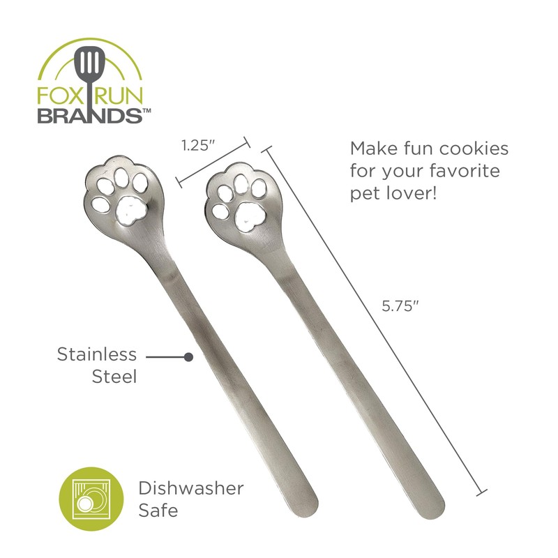 Fox Run Cat and Dog Paw Print Baking Spoons For