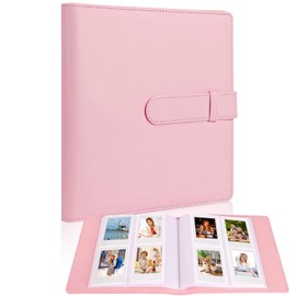 Photo Album, Mini Album with 256 Pockets, Instax Mini Photo Album, PU Leather Cover, Polaroid Polaroid Zinc Photo Paper Photo Album for Photo Storage, Wedding Guest Book, Birthday (Pink)