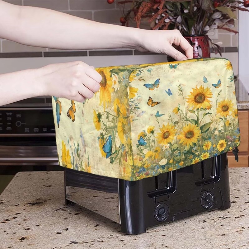 Tnasranmo Sunflower Butterfly Toaster Cover No Base, 4 Slice Wide