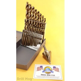 Drill Hog 29 Pc Cobalt M42 Drill Bit Set 29 Pc Step Bit Drill Hog USA Lifetime Warranty
