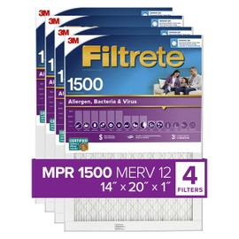 Filtrete 14x20x1, AC Furnace Air Filter, MPR 1500, Healthy Living Ultra Allergen, 4-Pack (exact dimensions 13.81 x 19.81 x 0.78)