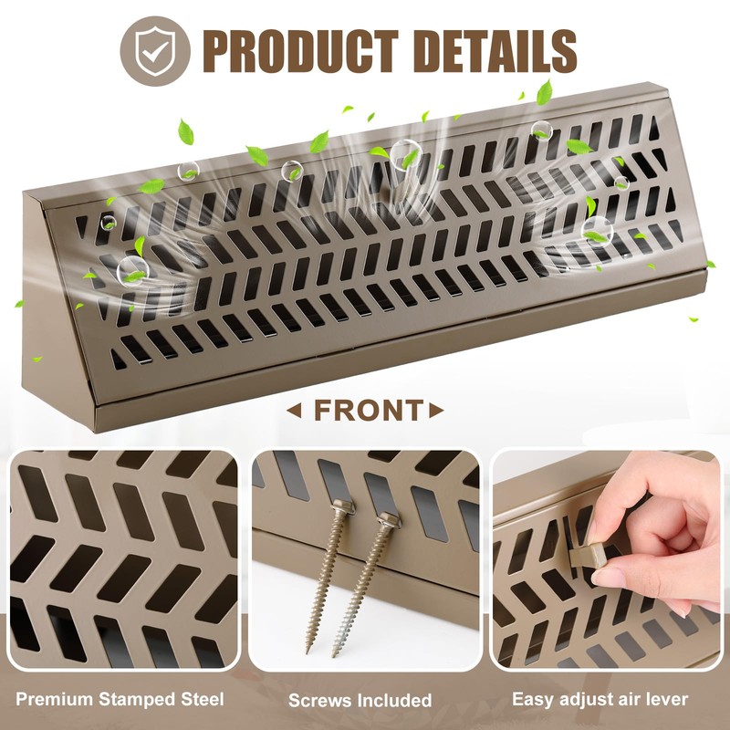 Blulu 2 Pack 18 Inch Baseboard Register Vent Duct Opening