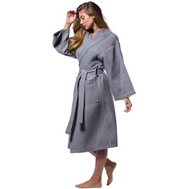 Turquaz Lightweight Full-Length Robes For Women Waffle Kimono Bathrobe - Soft, Fast-Drying, Long-Lasting Cotton Blend Unisex
