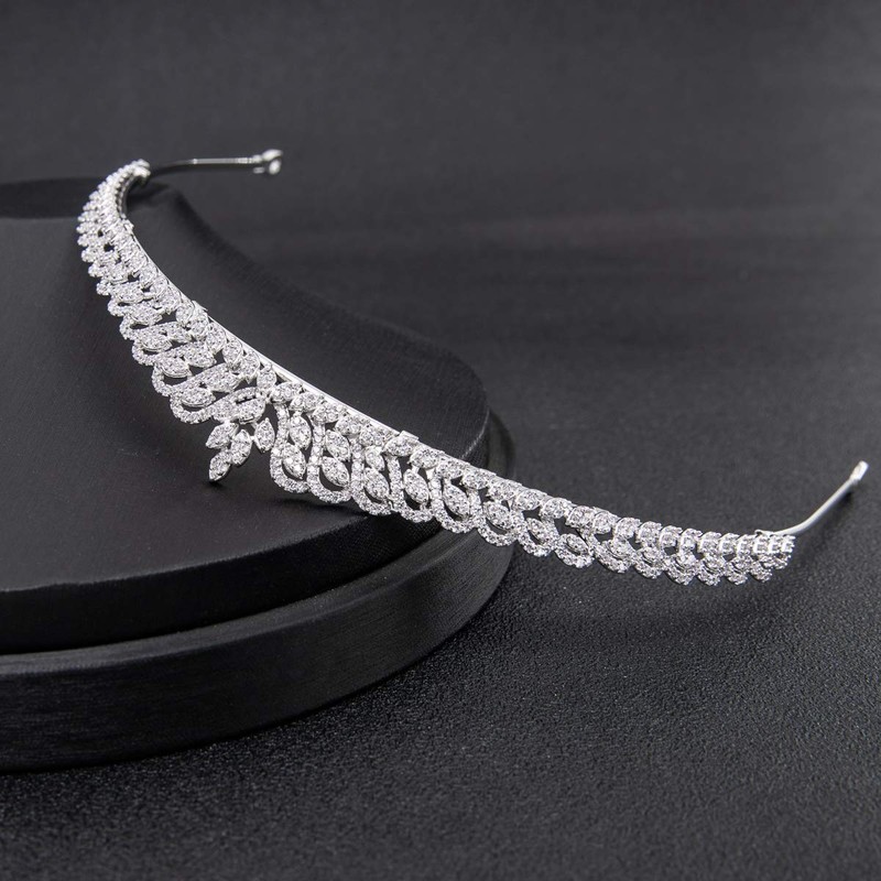 Sepbridals CZ Cubic Zirconia Tiara for Wedding,Crystals Bridal Diadem Crown