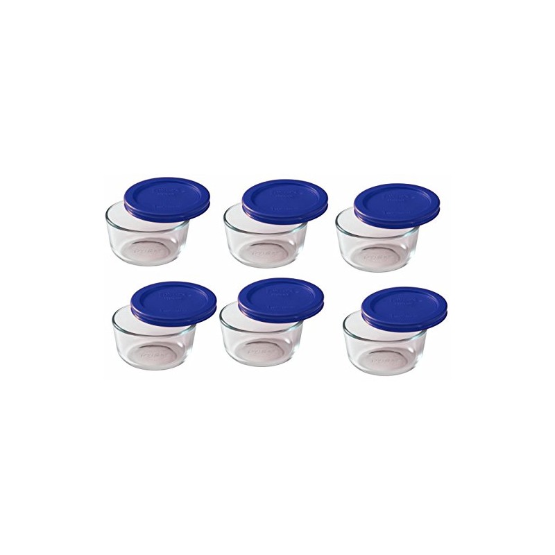 Pyrex 7202 1-Cup Glass Bowl & 7202-PC Cadet Blue Lid