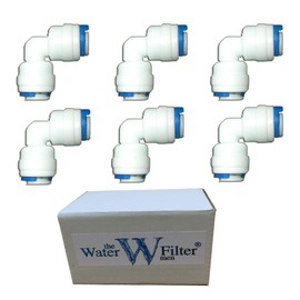 6 x 10mm Equal Angle Elbow Connectors to join 2 lengths of Aquarium Reverse Osmosis Pipe tubing or any 3/8" water filter pipe together