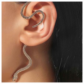 Inilbran Punk Snake Ear Cuff Earrings Gold Snake Cuff Wrap Earrings Gothic Snake Crawler Climber Earring Vintage Snake No Piercing Wrap Cuff Earrings Jewelry for Women and Girls