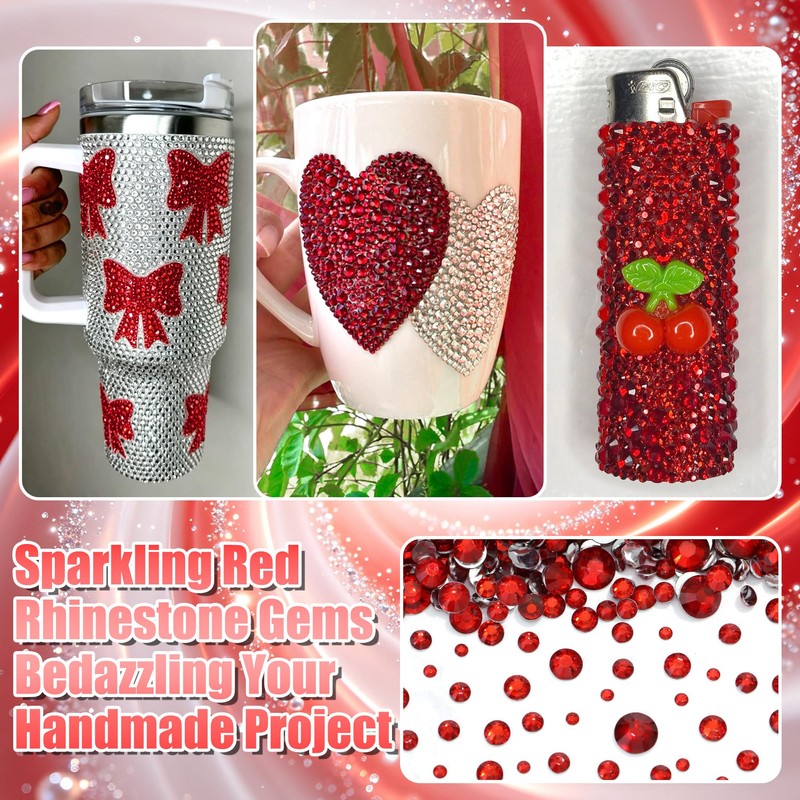 Red Resin Rhinestones Flatback Gems Bedazzler Kit for DIY