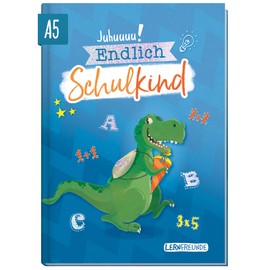 Häfft® Endlich Schulkind A5 Memory Album for School for Boys "Dino" Hardcover First Day of School Gift for the School Cone - Sustainable and Climate Friendly