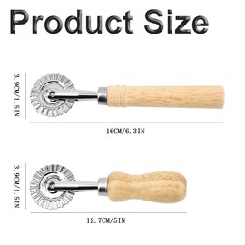 Set of 2 dough cutters, roller ravioli cookie cutter, pasta cutter ravioli with long and short wooden handle, pastry wheel, dough wheel, ravioli roller, kitchen pasta accessories, with wooden handle,