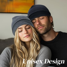 ANTI-REBOUNDUMBRE 2 Pack Skull Caps for Men Women Breathable Sleep Hats Lightweight Beanie Black+WineRed