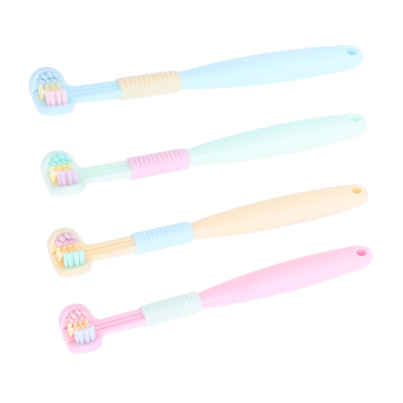 4pcs Three Sided Toothbrush Soft Bristles Three Head Teeth Cleaner
