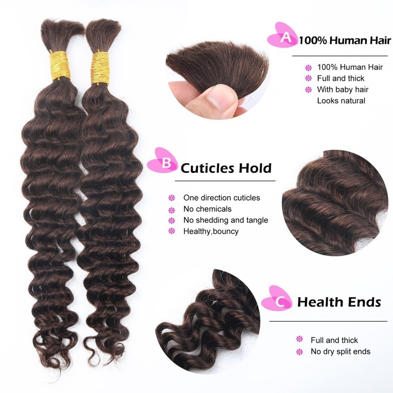 Unipearl Deep Curly Bulk Human Braiding Hair for Boho Braids