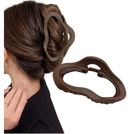 Herbeluemily Hair Claw, Hair Clip, Hairpin, Simple, Korean Hair Claw, Matte, Large, Brown