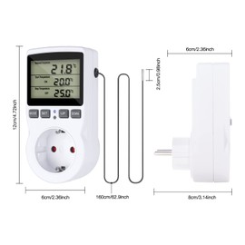 Gobesty Temperaturregler 230v mit Fühler, Digitaler Steckdosen Thermostat LCD Bildschirm Temperaturschalter mit Timer und Sonde für Gewächshaus Terrarium Aquarium Heizung Kühlung Treibhaussaatkeimung