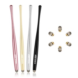 AULEEP Capacitive Stylus Pens for Touch Screen with 4 Pack 6 Nanofiber Tips Compatible for Phones, Tablets, iPads, Kindles (Silver Gray/Black/Rose Pink/Gold)